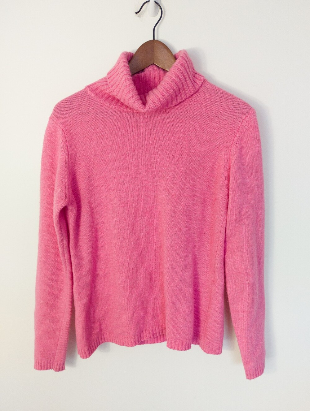 HEKLA & Co Pink Merino Wool Cashmere Blend Turtleneck Sweater Size Medium Italy